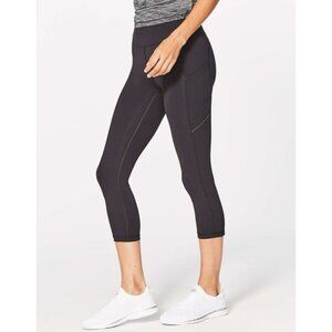 Lululemon Zip Back Crop 23” Leggings Black Sz 4